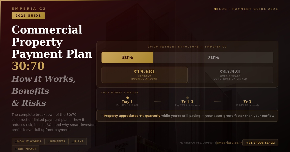 Commercial Property Payment Plan 30:70 — How It Works, Benefits & Risks (2026 Guide)